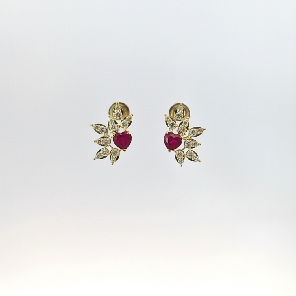 ER424626. 14k Solid Gold Diamond and Gemstone Fancy Earrings
