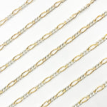 Load image into Gallery viewer, XM/3831C. 14K Gold Filled &amp; Sterling Silver Figaro Link Chain – Long Gold, Short Silver Pattern