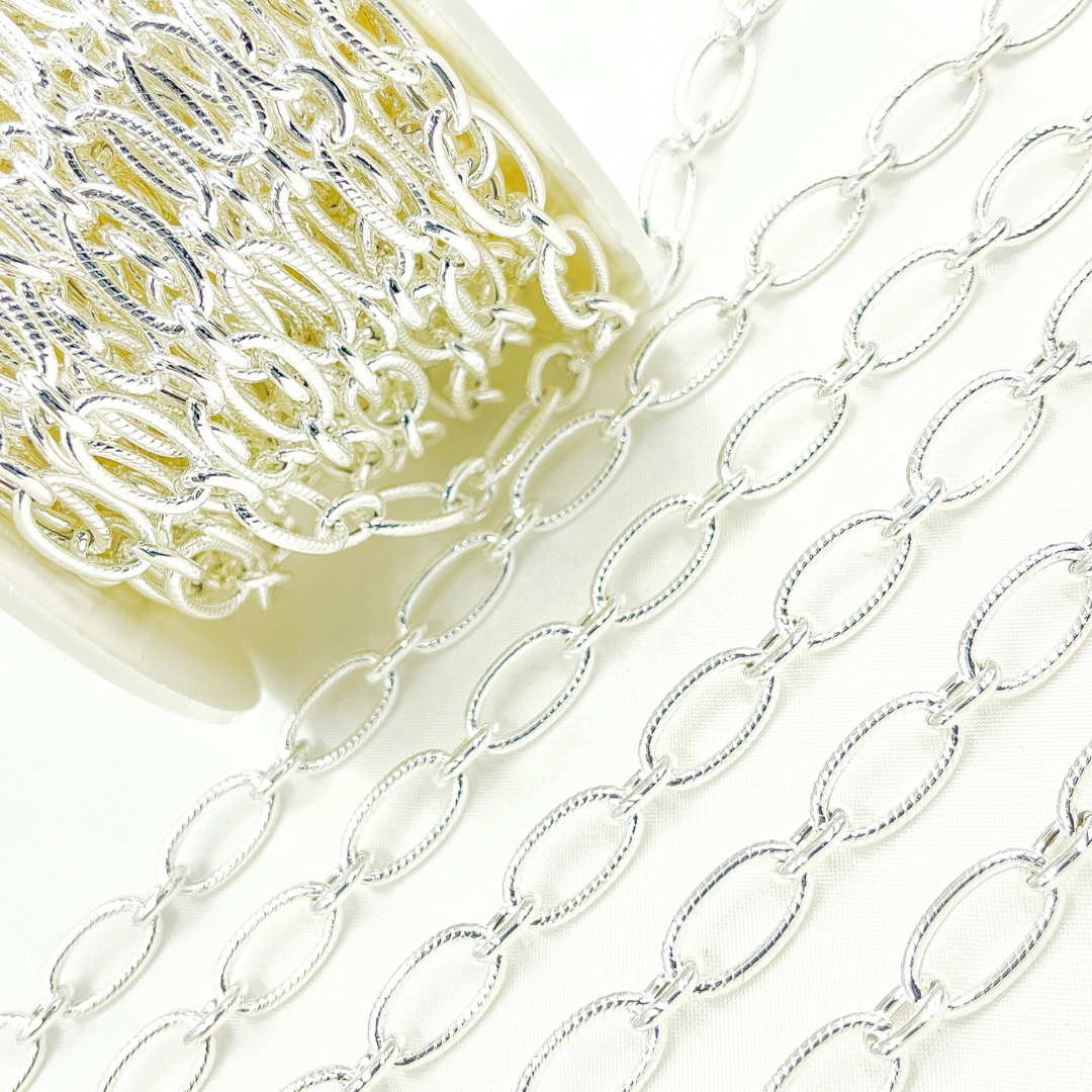 Buy Now Silver Textured & Smooth Oval Links Chains