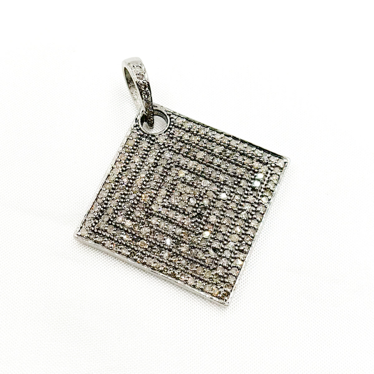 Diamond & Sterling Silver Square Shape Pendant