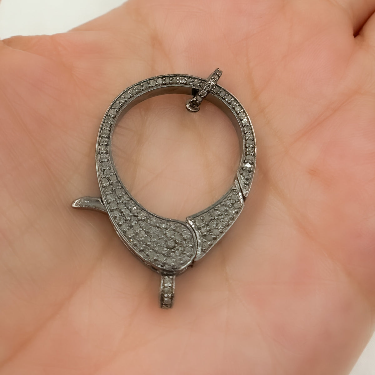 Diamond & Sterling Silver Pear Shape Trigger Clasp