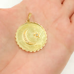 Load image into Gallery viewer, DP747. Diamond Sterling Silver Round Moon and Star Pendant
