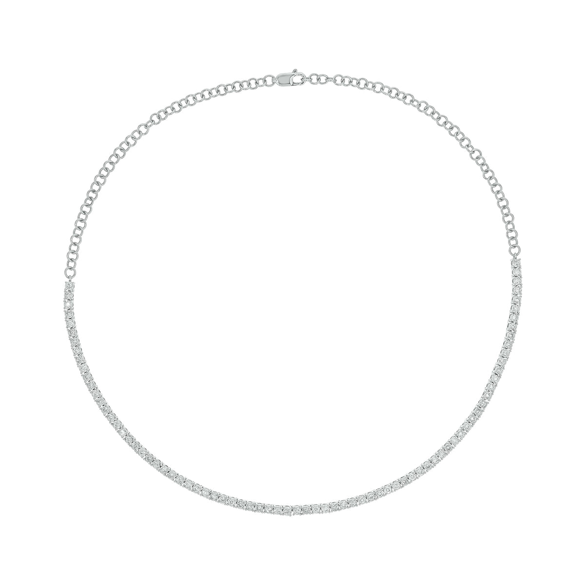 NFP71712. 14K Solid Gold Diamond Tennis Choker Necklace
