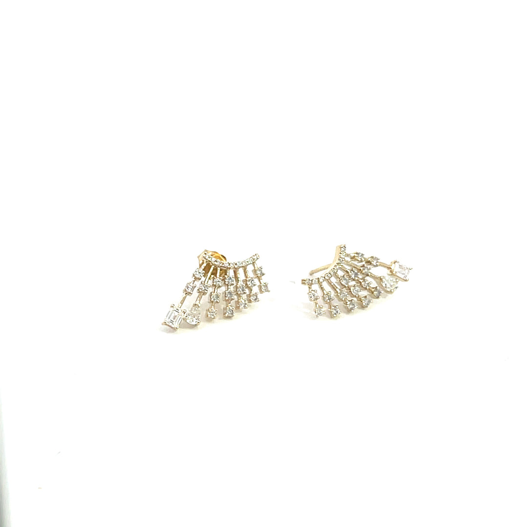EFJ52517Y. 14k Solid Yellow Gold Diamond Rays Studs