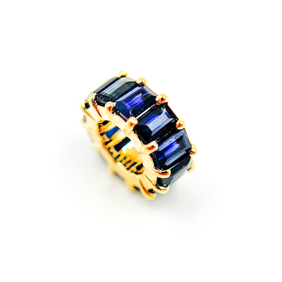 14K Solid Gold Baguette Shape Natural Gemstone Slider