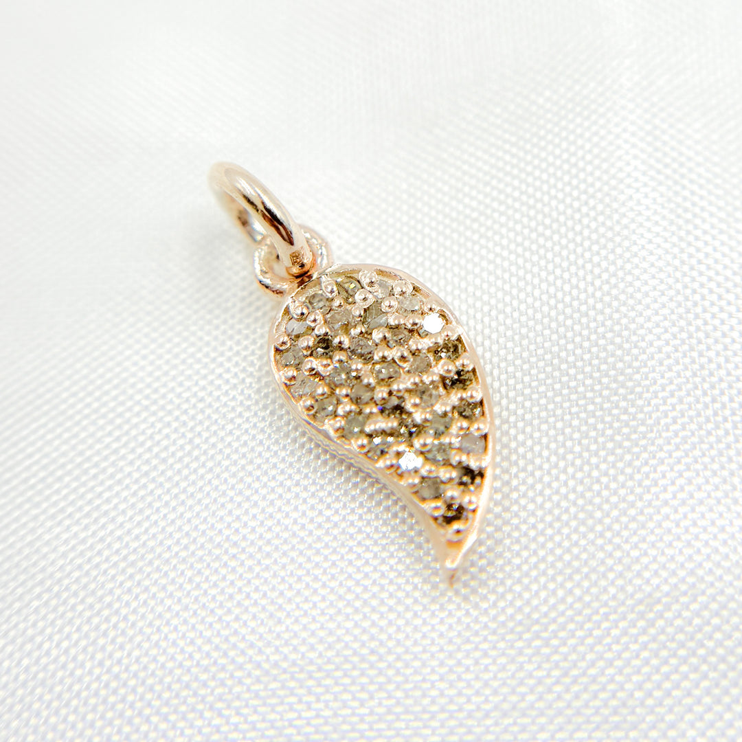 DC894. Diamond Sterling Silver Leaf Charm