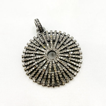 DP1014. Diamond Sterling Silver Fancy Sun Pendant
