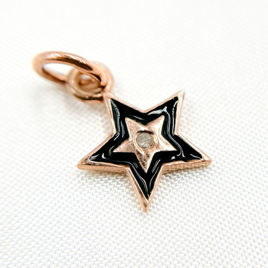 DC146A. Diamond Sterling Silver Star Enamel Charm