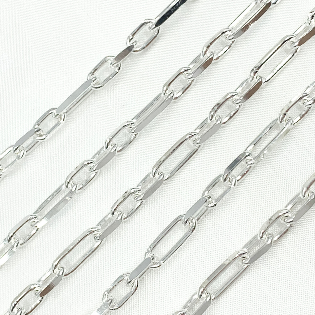 925 Sterling Silver Diamond Cut Paperclip Link Chain. Z103SS