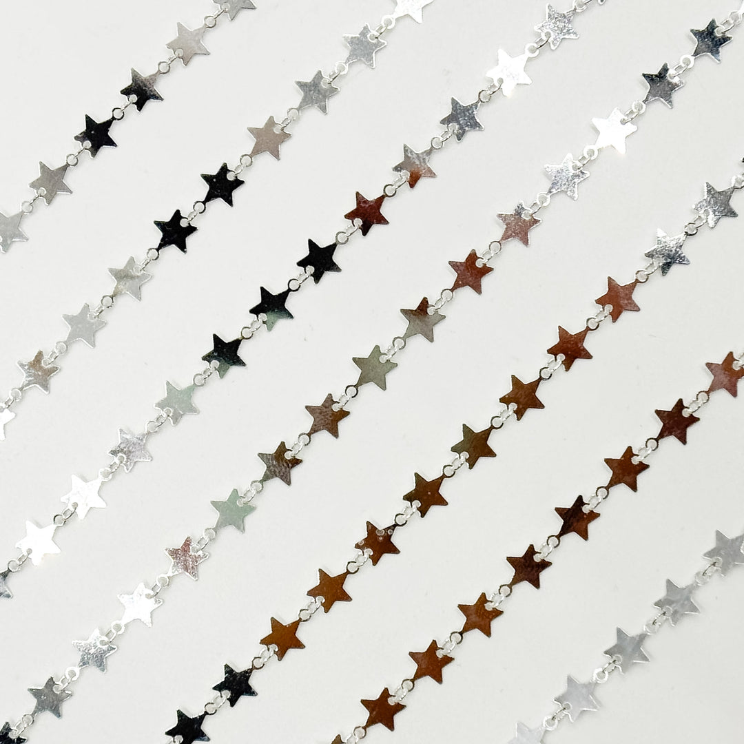 V312SS. 925 Sterling Silver Fancy Star-Link Chain