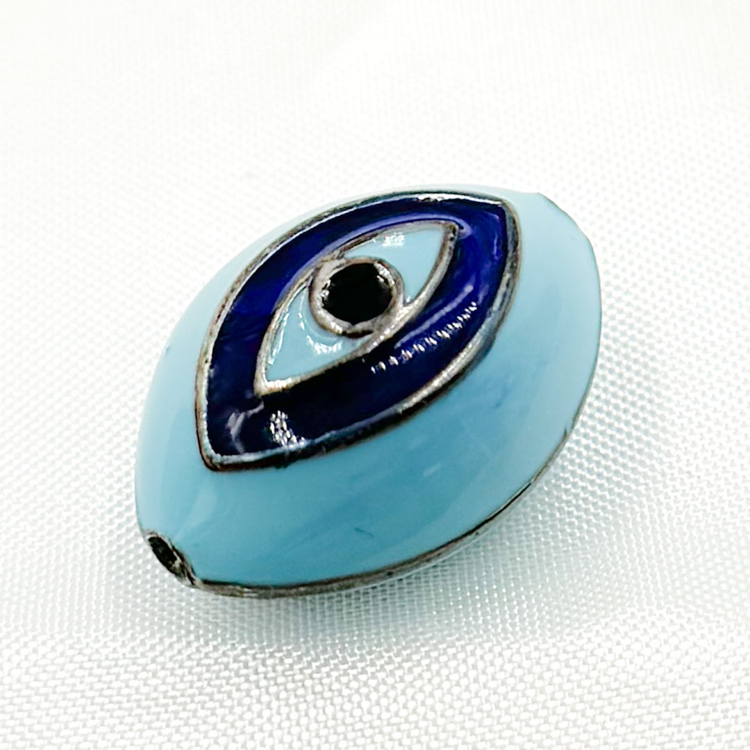 DC562A. Sterling Silver Marquise Eye Enamel Bead