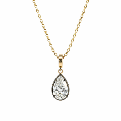 CML00405. 14K Solid Gold Drop-Shaped Diamond Charm