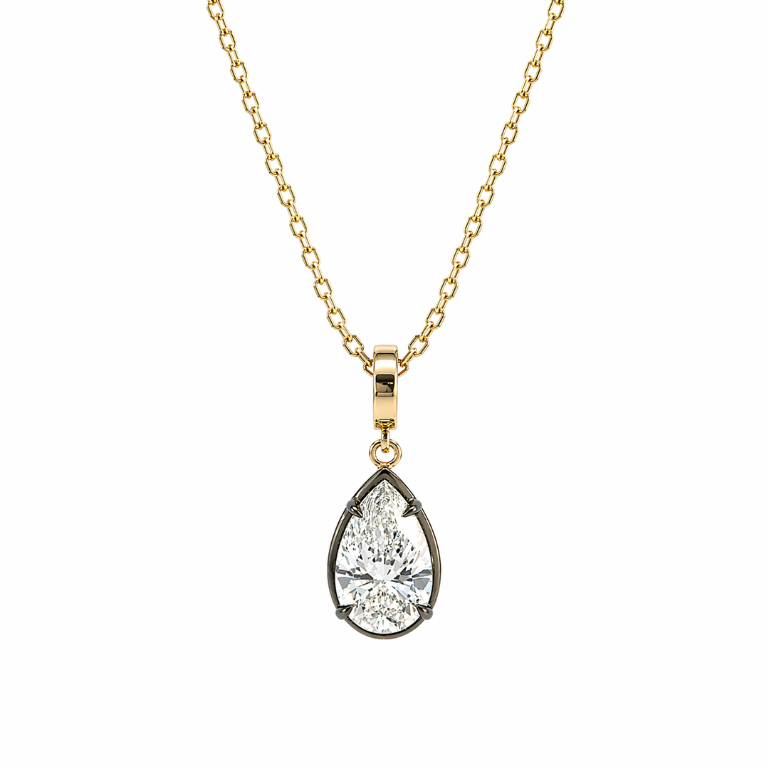 CML00405. 14K Solid Gold Drop-Shaped Diamond Charm