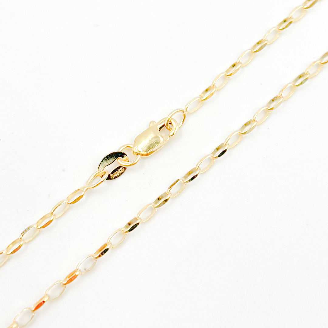 045BOVH4. 14k Solid Yellow Gold Diamond Cut Oval Cable Chain