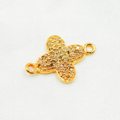 DC923. Diamond Sterling Silver Flower Connector