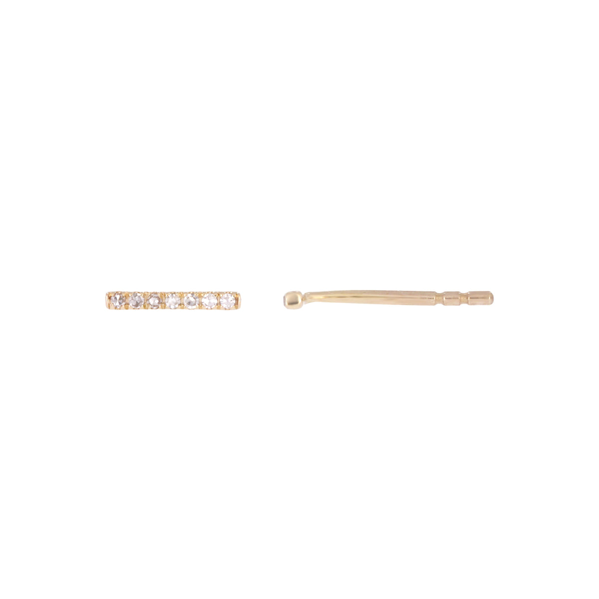 EFA54157. 14K Solid Gold Diamond Bar Stud Earrings