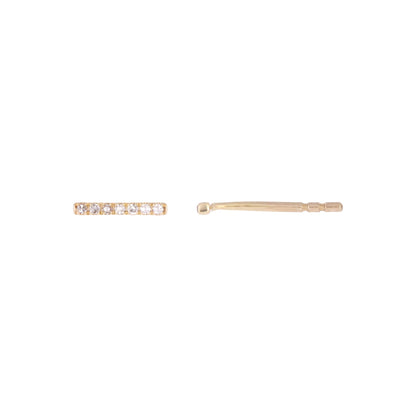 EFA54157. 14K Solid Gold Diamond Bar Stud Earrings