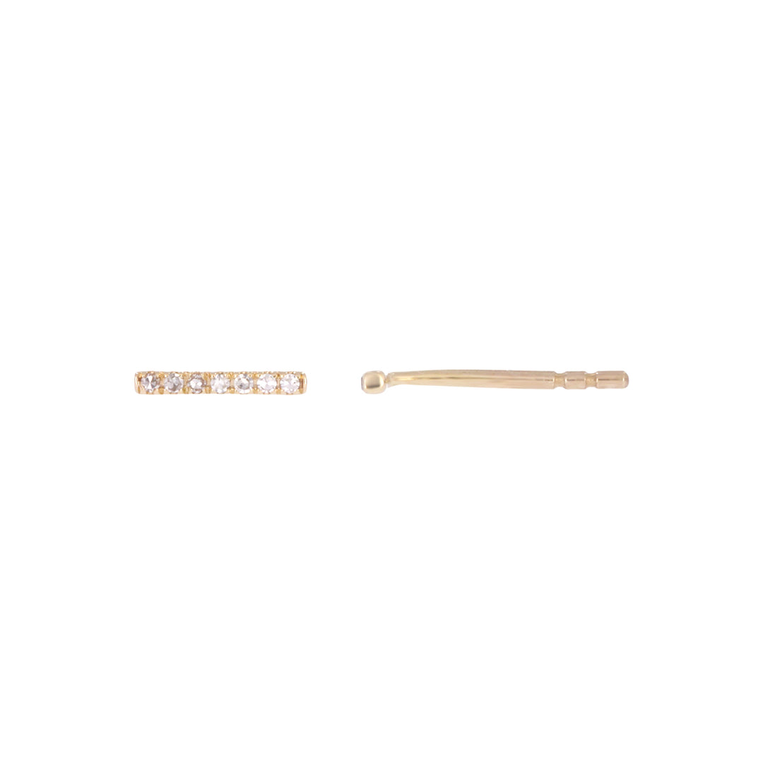 EFA54157. 14K Solid Gold Diamond Bar Stud Earrings