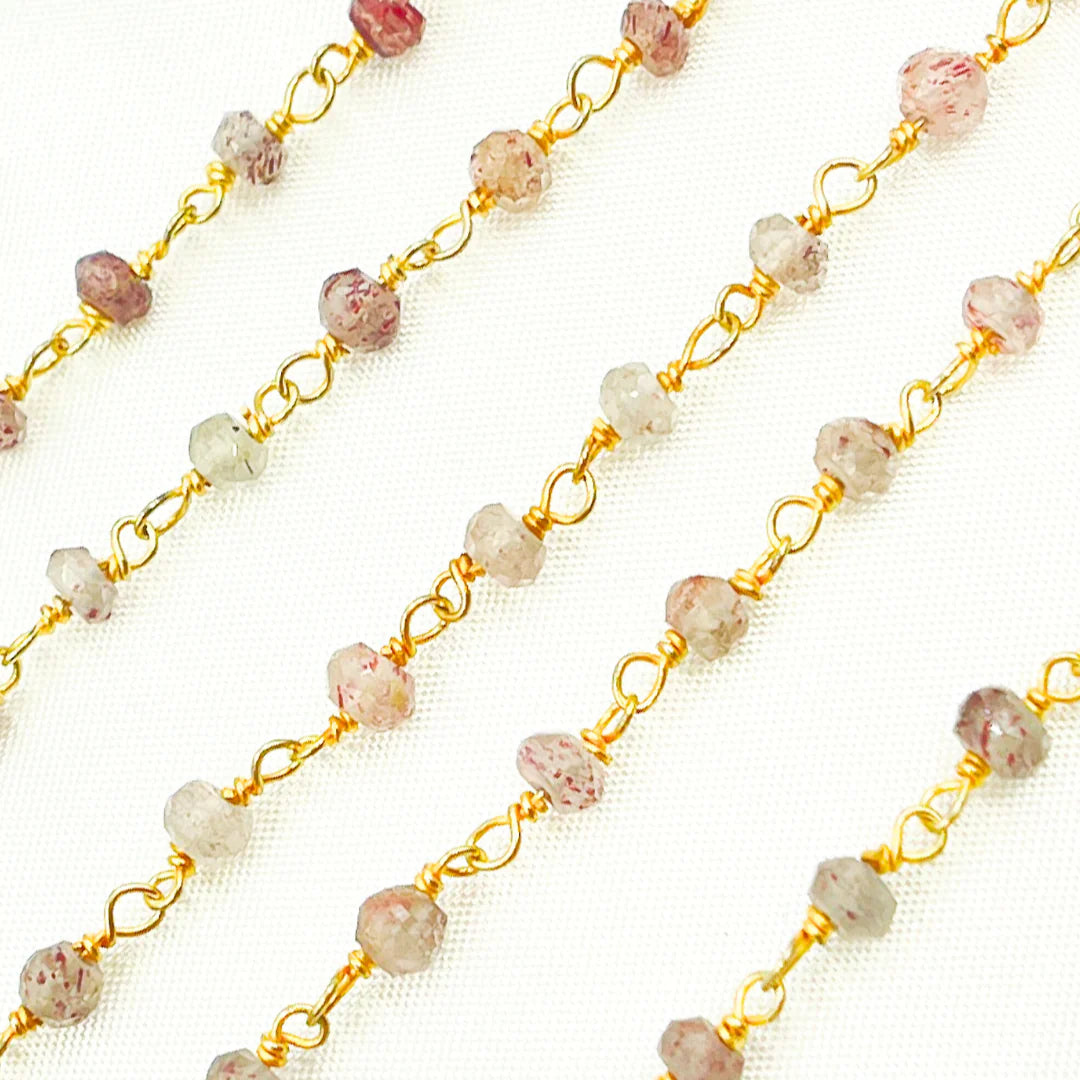 Strawberry Quartz Gold Plated Wire Chain