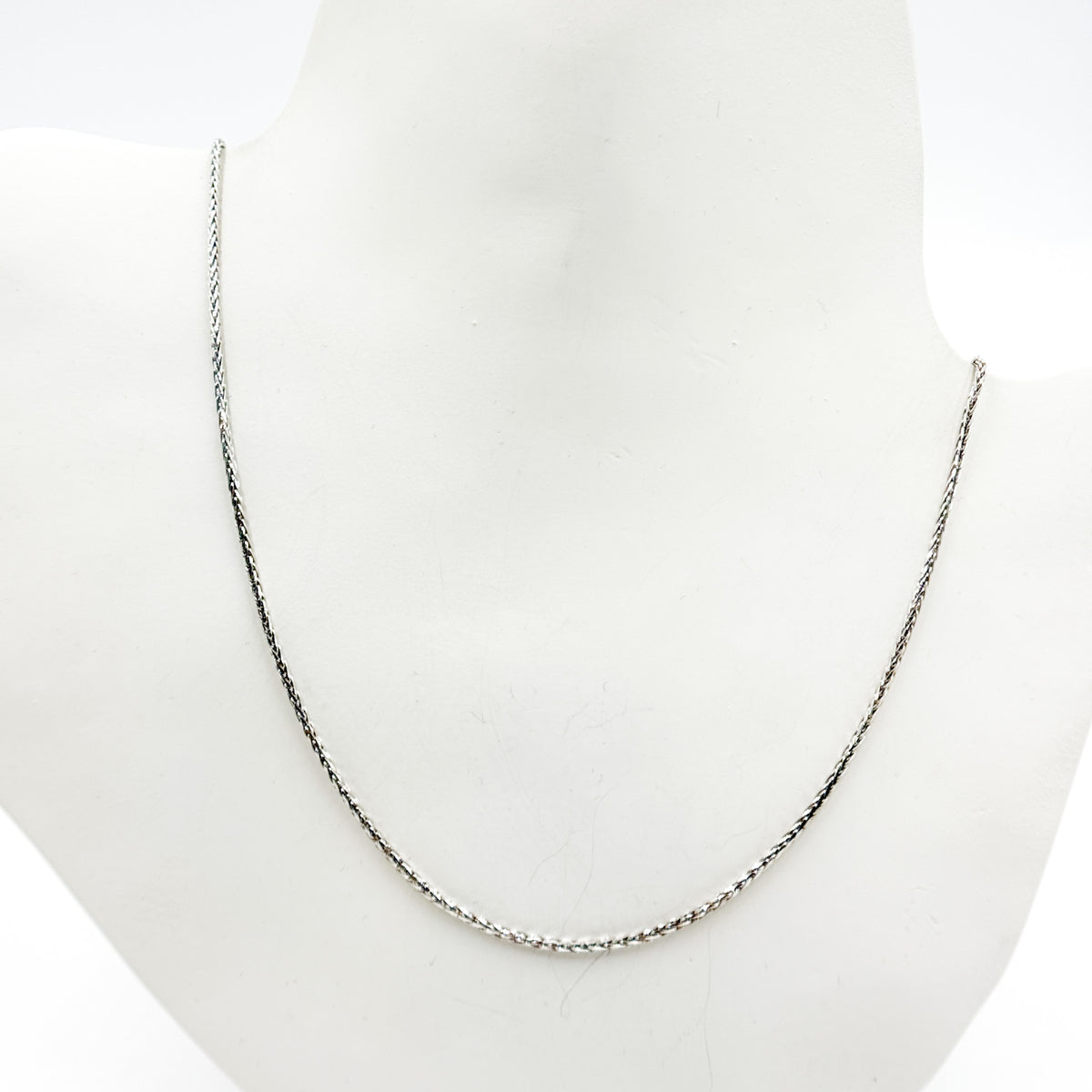 TRE005. 14k Solid White Gold Wheat Chain