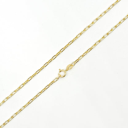058FLCL218K. 18K Solid Yellow Gold Paperclip Link Chain