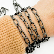Black Rhodium Matt Sterling Silver Oval Link Chain