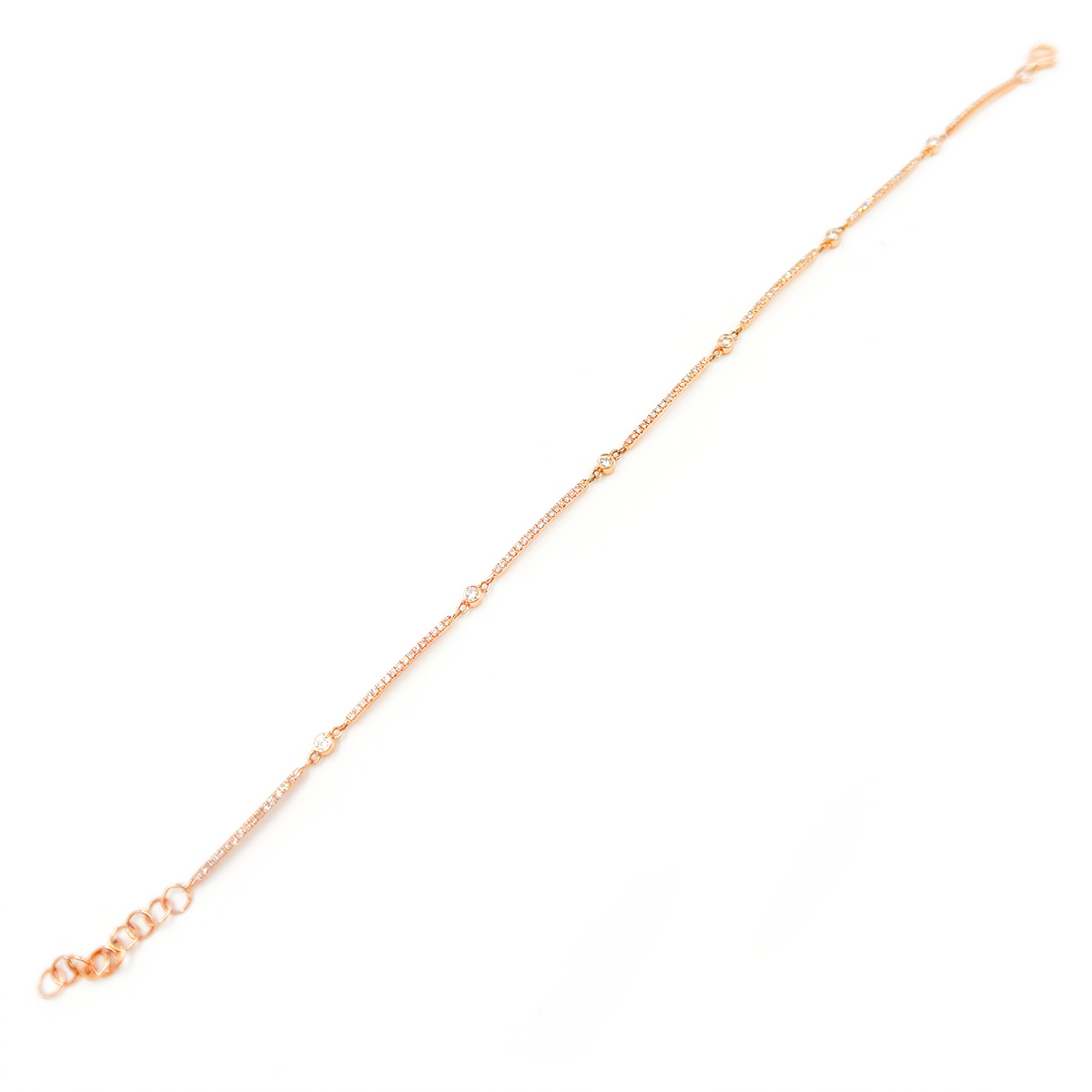Buy 14k Solid Rose Gold Diamond Fancy Bars Bracelet