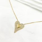 Load image into Gallery viewer, 14K Solid Gold Diamond Heart Shape Necklace. TJ0008
