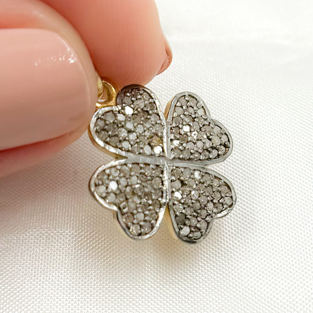 DC896. Diamond Sterling Silver Flower Charm