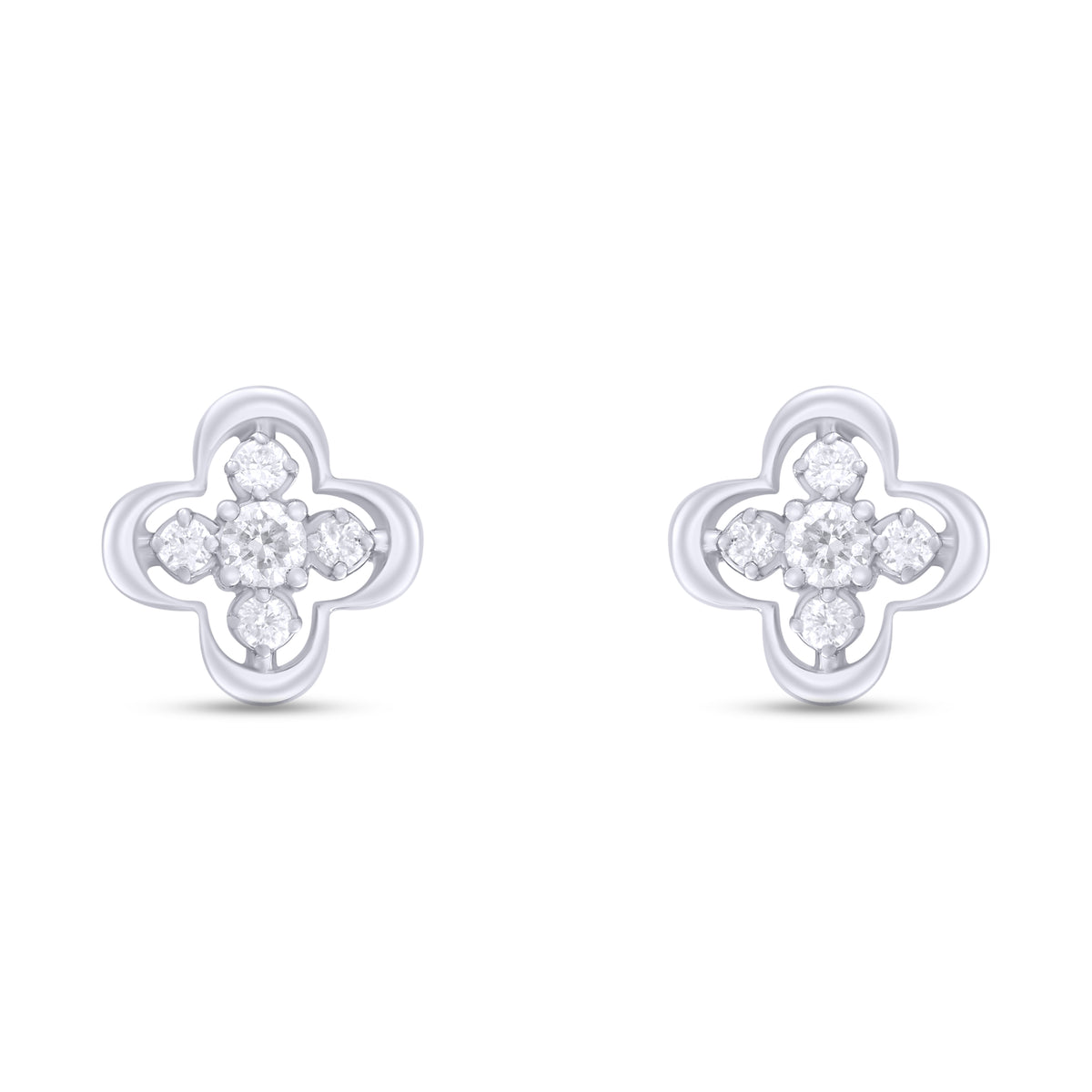 EFA54268. 14K Solid Gold Diamond Flower Studs