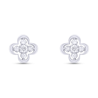 EFA54268. 14K Solid Gold Diamond Flower Studs