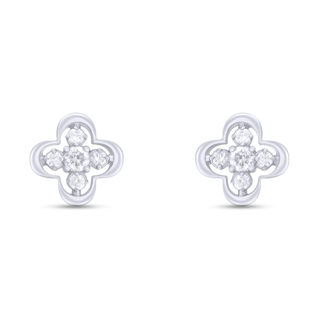 ER421142. 14K Solid Gold Diamond Flower Studs