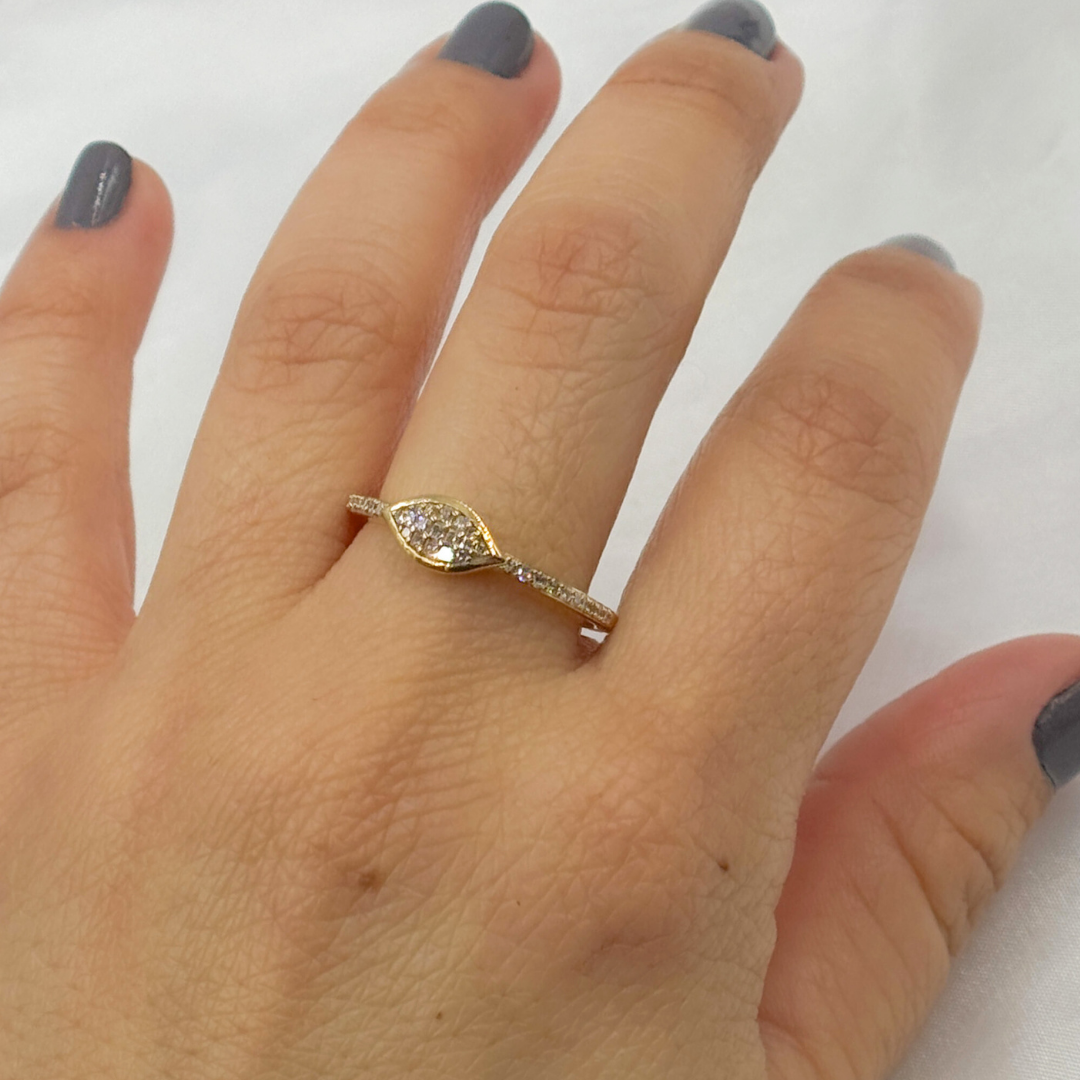 14k Solid Gold Diamond Eye Ring. RFE17921