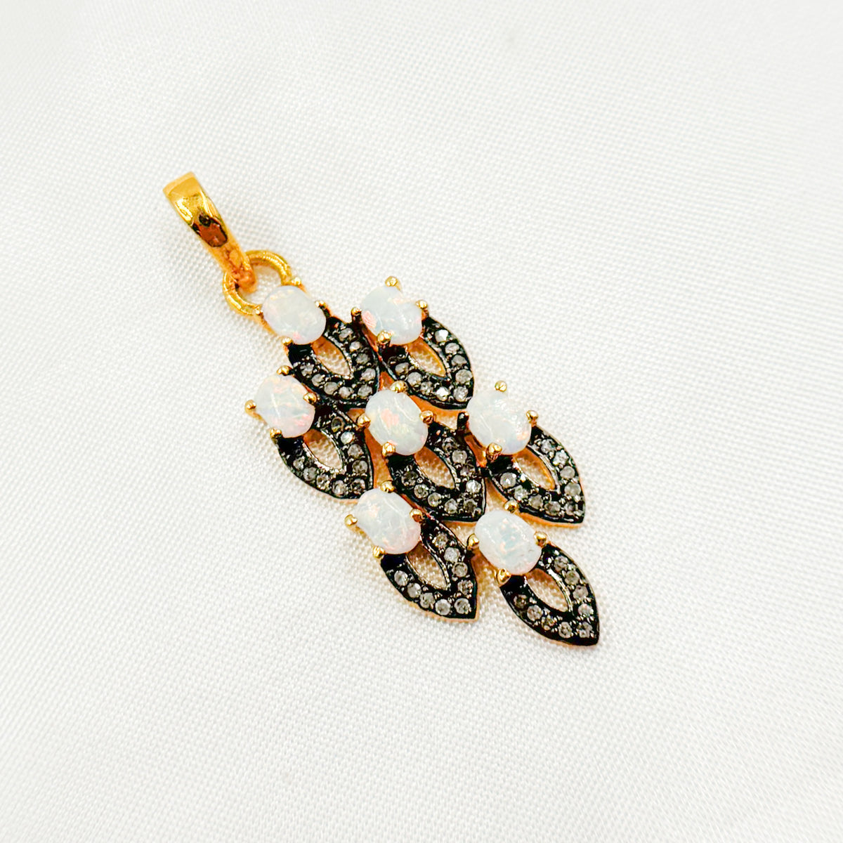 DSP063. Diamond Silver Gemstone Fancy Shape Pendant