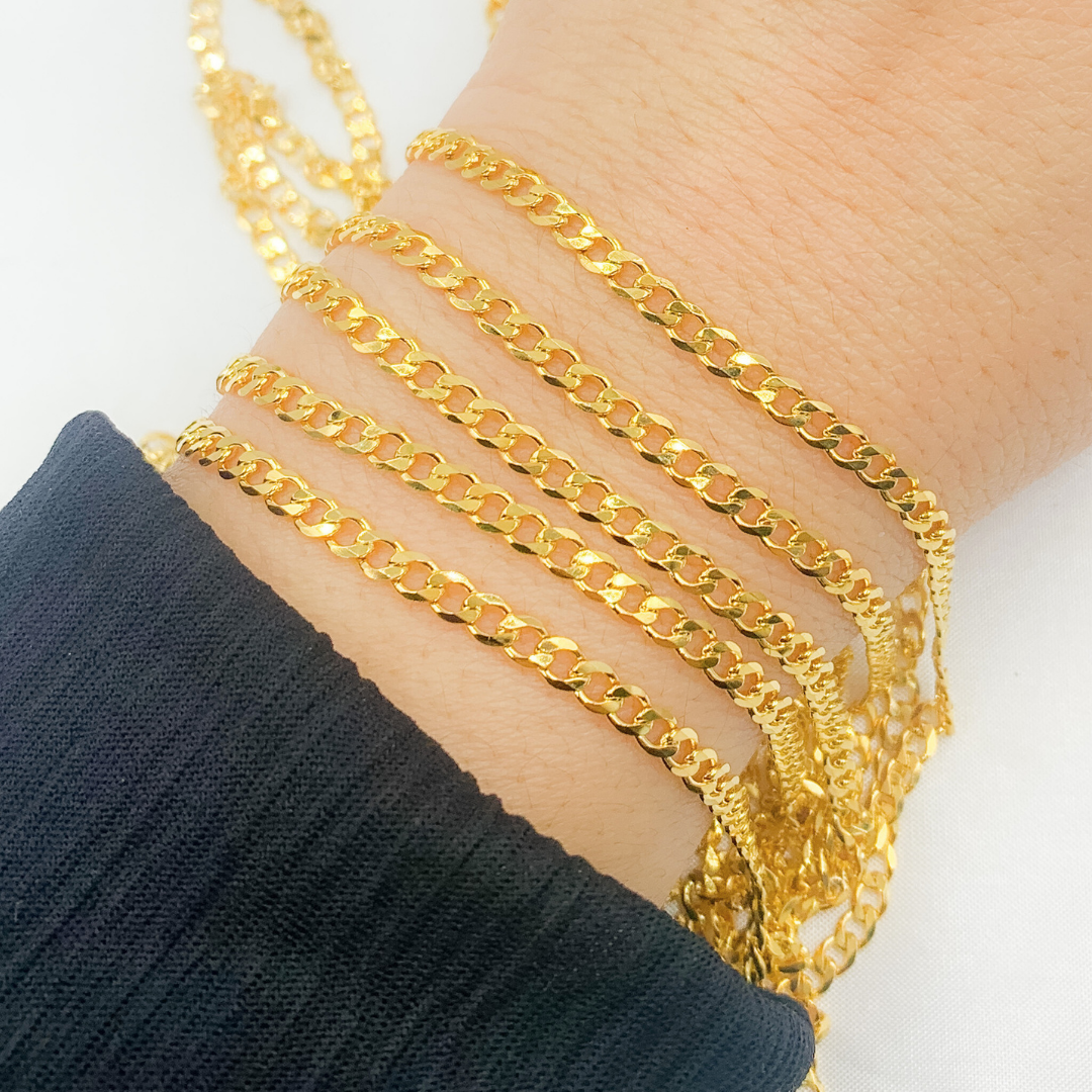Y71GP. Gold Plated 925 Sterling Silver Curb Chain