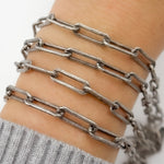 Load image into Gallery viewer, 351OX. Oxidized Sterling Silver Matt Paperclip Chain
