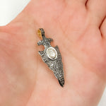 Load image into Gallery viewer, DP928. Diamond Sterling Silver Arrowhead Pendant with Polki Diamond
