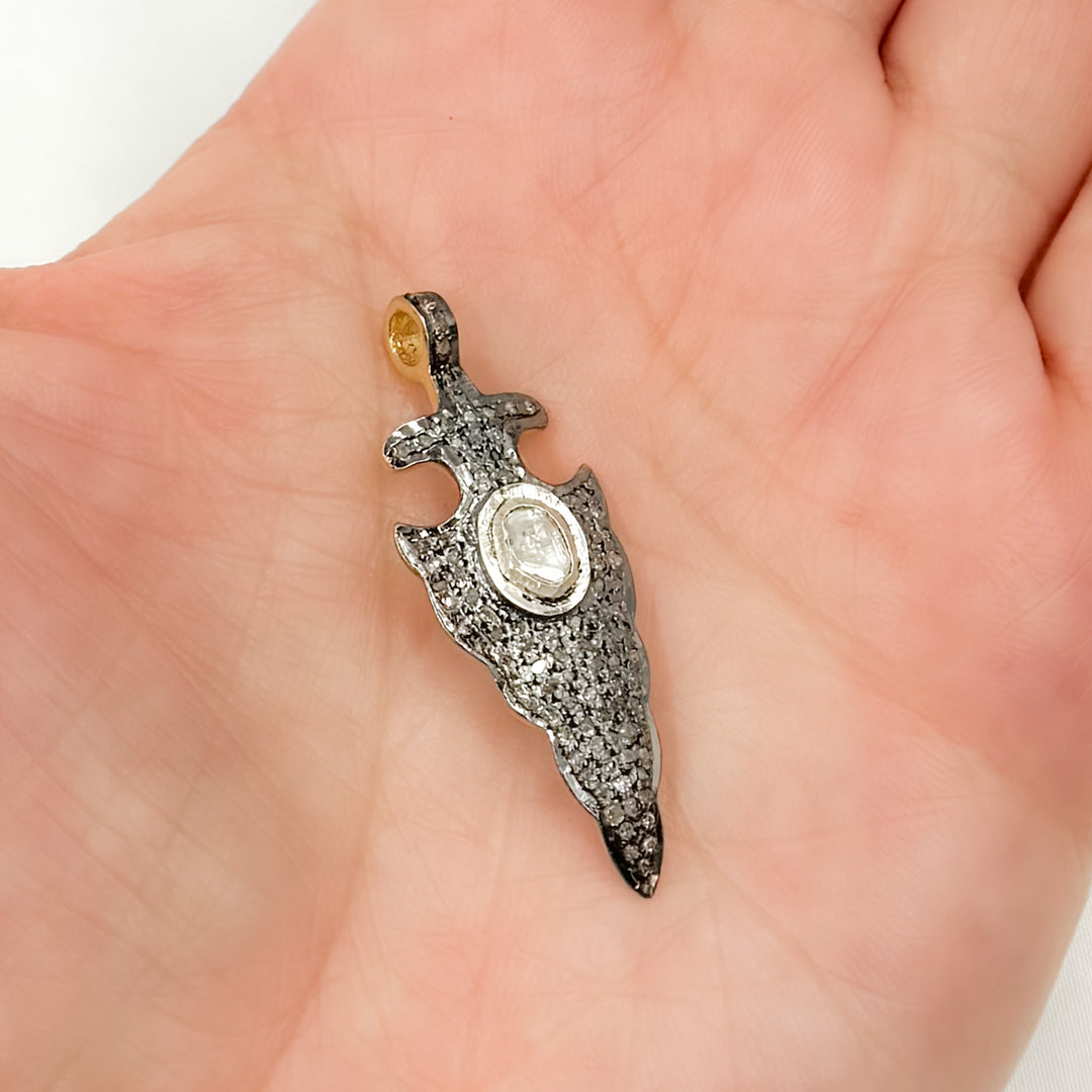 DP928. Diamond Sterling Silver Arrowhead Pendant with Polki Diamond