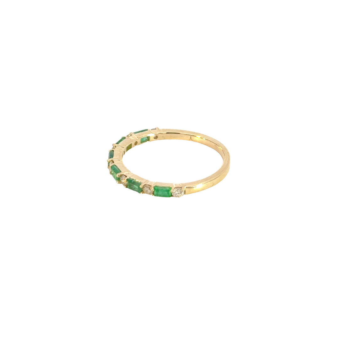 14k Solid Gold Diamond and Emerald Half Eternity Ring. RAB01632EM