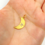 Load image into Gallery viewer, 14K Solid Gold with Diamonds Moon Shape Charm with Star in the Middle. GDP134
