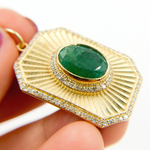 Load image into Gallery viewer, 14K Gold Rectangular Shape Charm with Emerald Stone in the center. KG151
