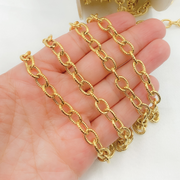 Gold Plated 925 Sterling Silver Textured Oval Link Chains