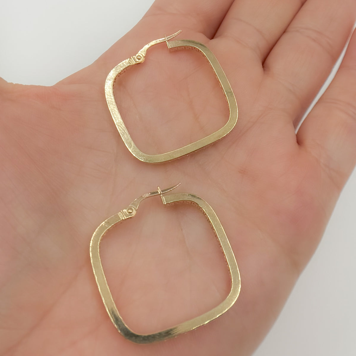 Shop 14K Solid Gold Textured Square Hollow Hoop Earrings