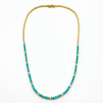 Load image into Gallery viewer, Gold Turquoise and Diamond Tennis Necklace