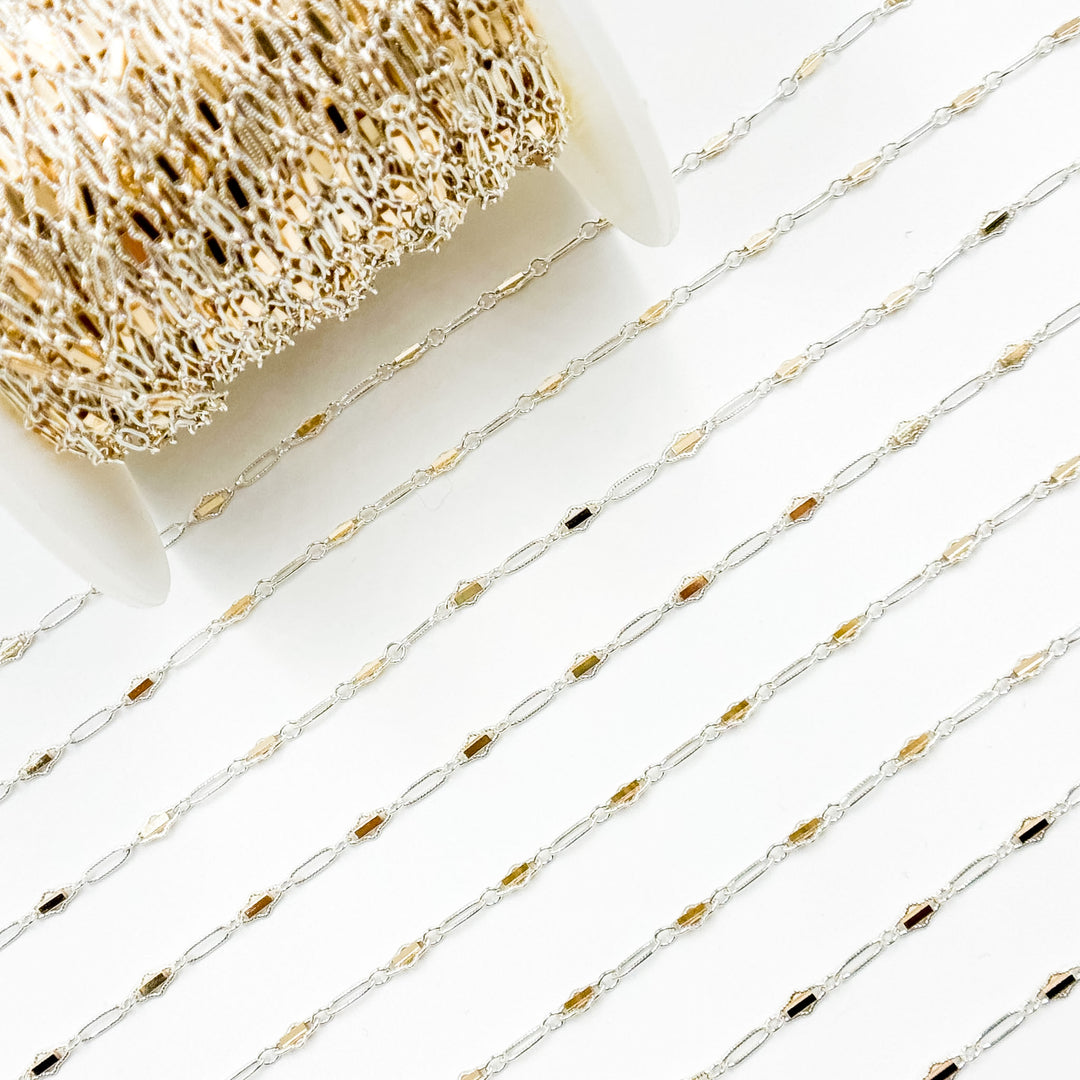 XM/901B/SP. 14K Sterling Silver and gold-filled fancy twisted oval link chain