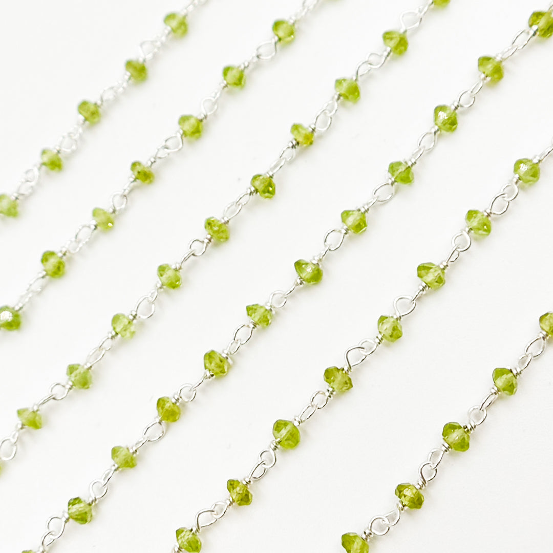 PER6. Peridot Gemstone Sterling Silver Wire Chain