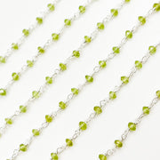 Peridot Gemstone Sterling Silver Wire Chains