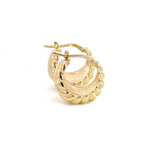 Load image into Gallery viewer, 15850013653. 14K Solid Gold Ribbed Hollow Hoop Earrings
