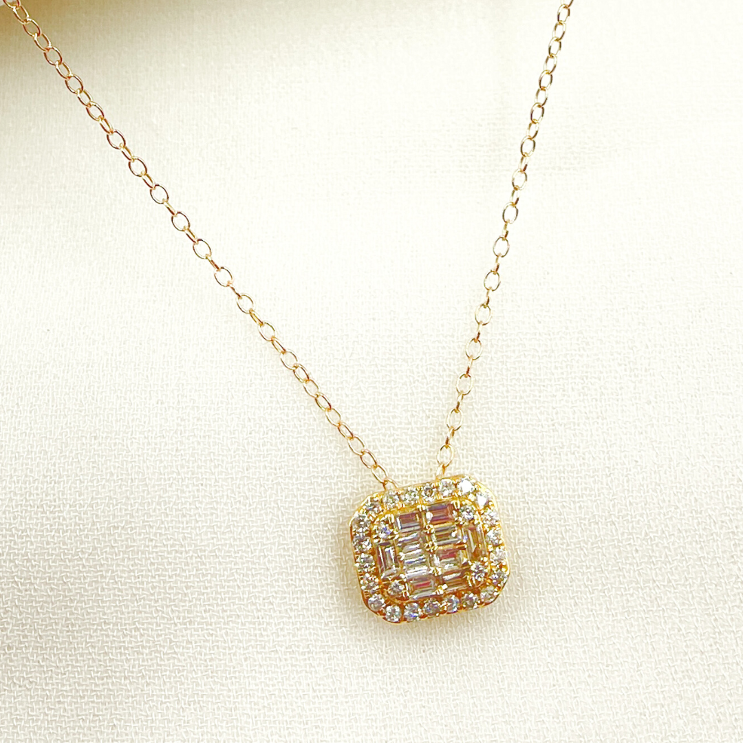 14k Solid Yellow Gold Cable Link Necklace with Diamonds. PFF32462