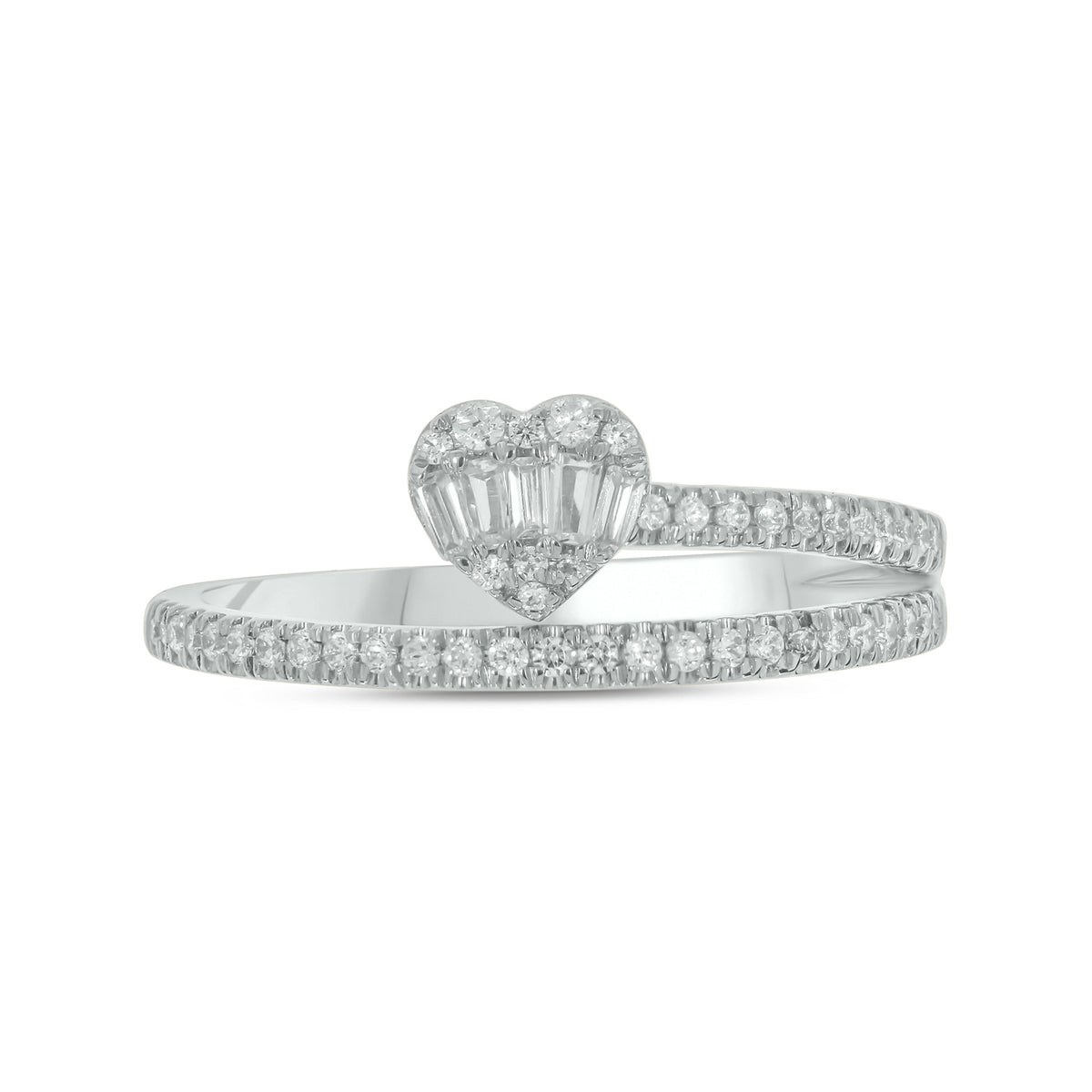 14k Solid Gold Double Band Heart Ring.